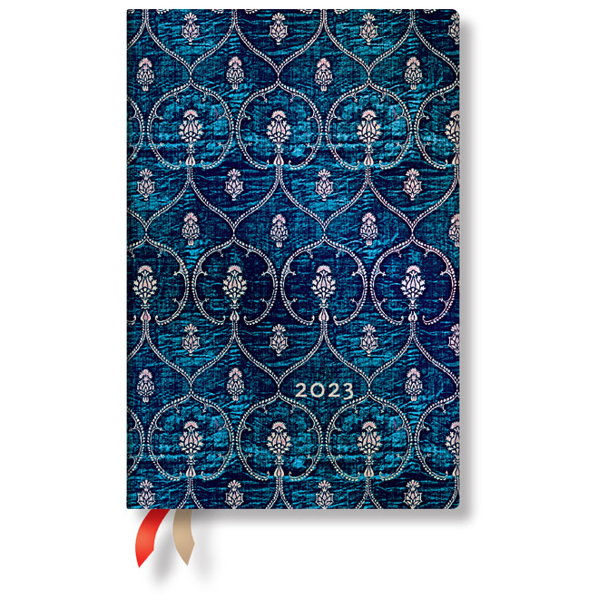 Planer tjedni 2023- 9,5x14cm-mini horizontalni s gumicom Blue Velvet Paperblanks 8533-1