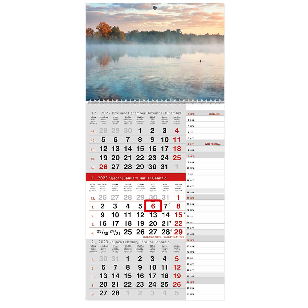 Poslovni trodjelni kalendar, planer, crveni