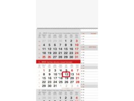 Poslovni trodjelni kalendar, planer, crveni