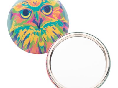 BeautyBadge, pin button pocket mirror