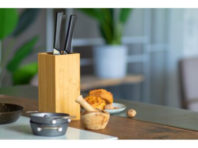 Santoku, bamboo knife block