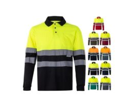 VL VULCAN. Dvobojna bird-eye polo majica (160g/m²) s dugim rukavima, od poliestera (100%) (36067)