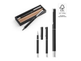 LEAH. Set valjaka i kemijske olovke od aluminija (94% rAL) s kopčom (91782)