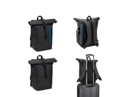 OSASCO BPACK. Roll top ruksak s dizajnom sustava patentnih zatvarača koji omogućuje motanje vrha kako bi odgovarao volumenu ruksaka, izrađen od 600D recikliranog poliestera (92571)