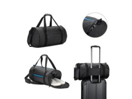 OSASCO SPORT. Cilindrična sportska torba od 600D recikliranog poliestera visoke gustoće s bočnim pretincem za cipele (92573)