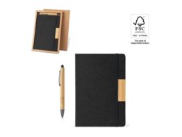 HOMERO. Set koji se sastoji od tvrdih uveza A5 notesa i kemijske olovke od bambusa (93655)