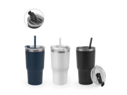 JOYNER M. Kompaktna putna šalica od nehrđajućeg čelika (91% reciklirana) s vakumski izoliranom dvostrukom stijenkom i mat završnom obradom 600 mL (94372)