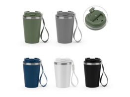 SPITZ. Putna šalica od nehrđajućeg čelika (90% recikliranog) s vanjskom stijenkom od PP i mat završnom obradom 440 mL (94377)