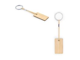 HOPPS. Pravokutni privjesak za ključeve od bambusa s PET užetom (95089)