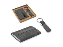 VAUGHN. Set koji se sastoji od držača za kartice i držača za ključeve, oba izrađena od metala i recikliranog poliestera (30% rPET) (95100)