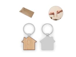 GASTON HOUSE. Privjesak za ključeve u obliku kuće od cinka i bambusa (95117)