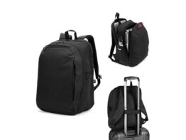 UDINE. Ruksak s jednim potpuno otvorivim pretincem od visokog gustog 300D recikliranog poliestera 16″ (92540)