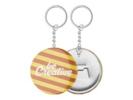 KeyBadge Bottle, pin button keyring